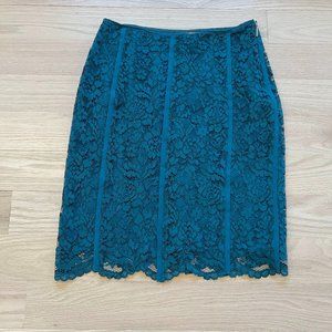 Tory Burch Winter Teal Everett Lace Skirt